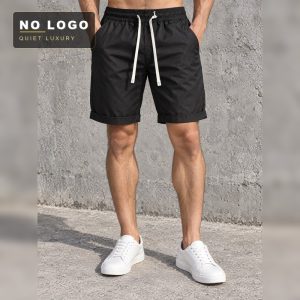 Summer New European and American Simple Pure Color Loose Casual Shorts Men's Thin Quick-drying Trendyy Drawstring Five-quarter Pants Sports