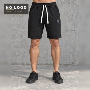 Waffle-Knit Shorts | Bear Embroidery | Breathable Summer