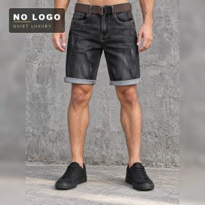 Summer Washed Old Cat Beard Embroidered Craft Denim Shorts Men's All-match Fashionable Youth Fit Straight Half-length Pants