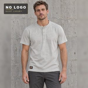 Piqué Cotton Henley Tee | Structured Collar