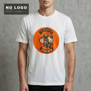 Vintage Off-Road Motorcycle Pattern Short-Sleeve T-Shirt for Men, Brushed Cotton, Trendy