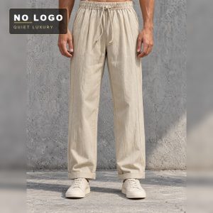 Men's Tencel Linen Blend Wide Leg Pants - Breathable Draped