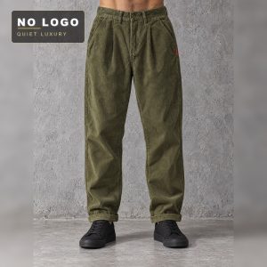 Men's Corduroy Single-Pleat Wide Pants - Vintage Japanese Style