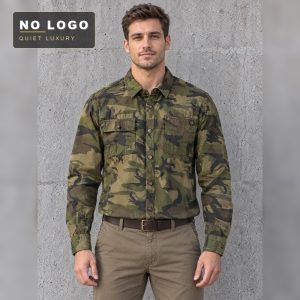 Men's Washed Cotton Camo Long Sleeve Shirt - Workwear