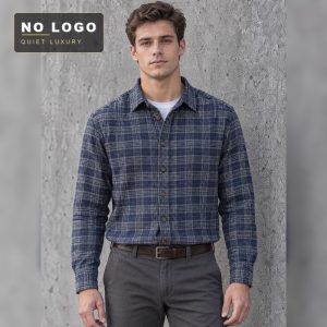 Men's Embroidered Plaid Denim Shirt - Vintage Fit