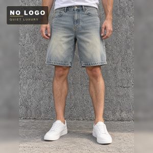 Men's Vintage Blue Ripped Denim Shorts - Relaxed Straight