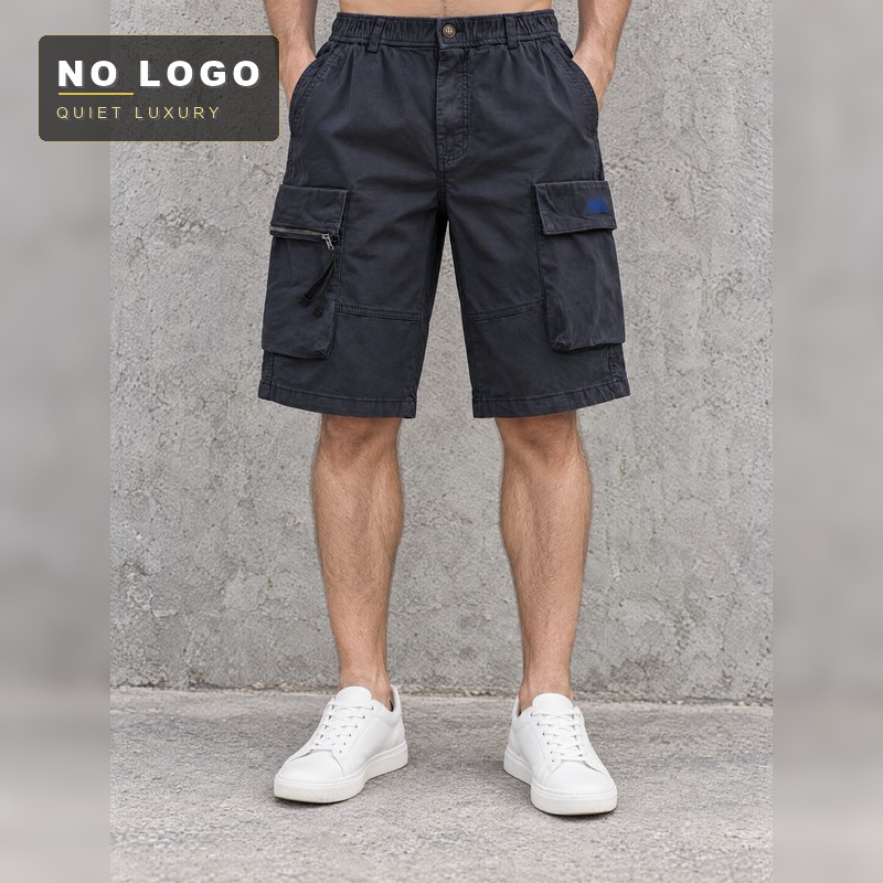 Men's Washed Cotton Cargo Shorts - 3D Pocket Detail